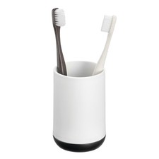 iDesign 3 Divided Sections for Bathroom or Vanity White/Matte Black Toothbrush H