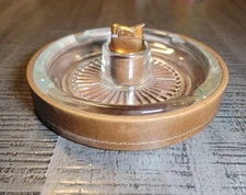 Vintage Evans Table Lighter Leaded Crystal Ashtray Vinyl Wrap 50s Mid Century