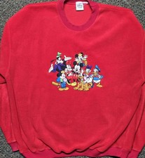 Disney Mickey Mouse and Friends Red Fleece Pullover Sweatshirt Size 2XL Vintage