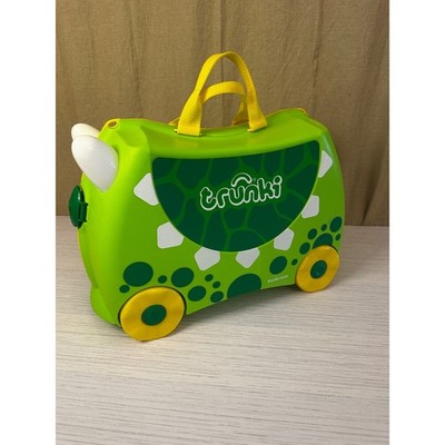 Trunki Kids Ride-On Suitcase Green Dino Toddler Carry-On Luggage with Strap