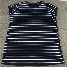 Lulu's Dress Wm Large Cafe Society Navy White Striped Mini T Shirt Stretch