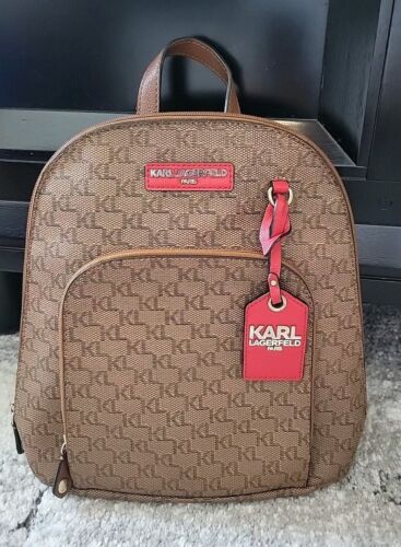 Karl Lagerfeld Logo KL backpack Brown and Red