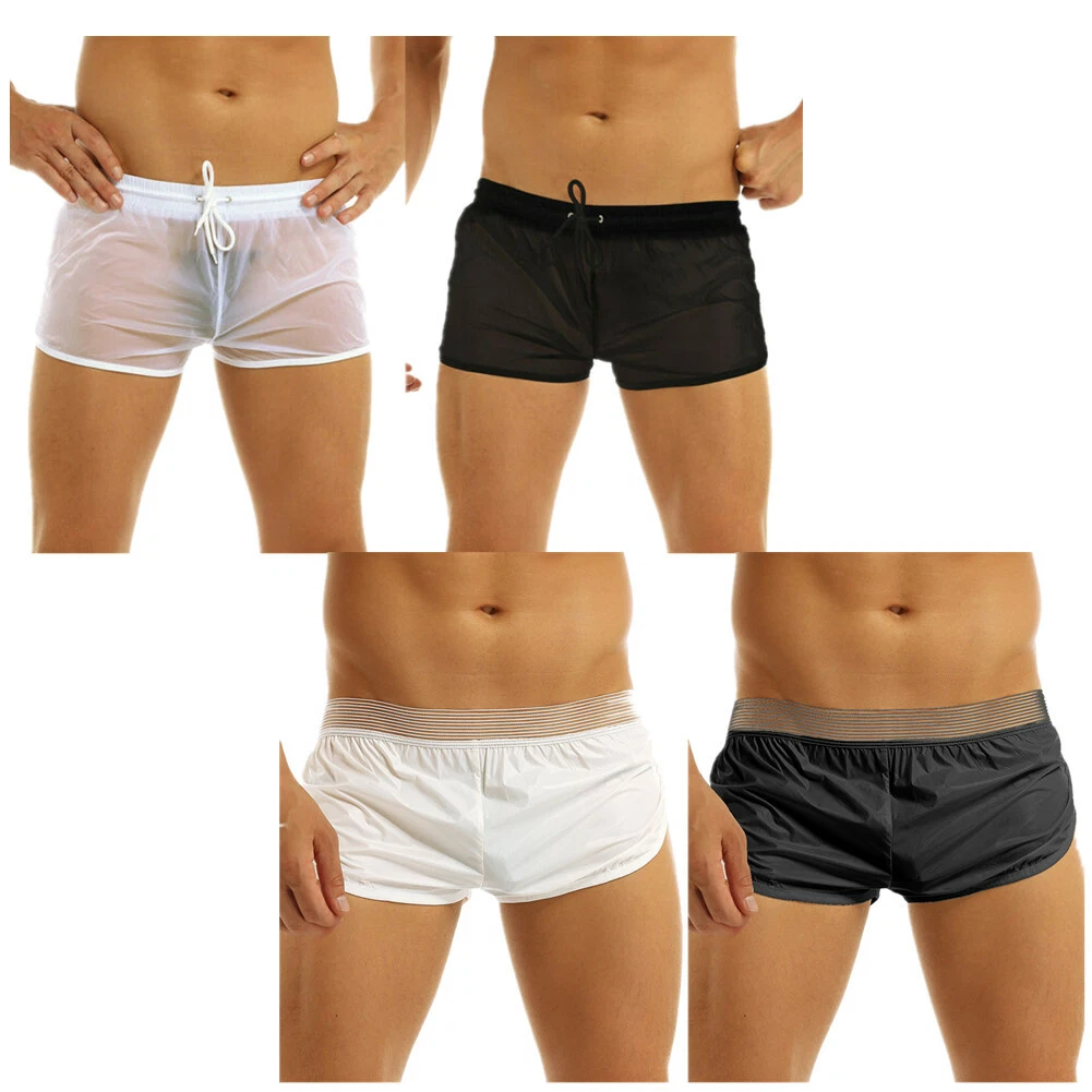 Men Sexy Swimming Beach Shorts Soft Briefs Boxers See Through