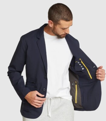 Eddie Bauer Men's Ultimate Voyager Travel Blazer Navy Blue 44 Tall NWT $169