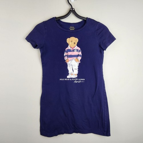 Bundle of 2 Polo Ralph Lauren t-shirt dresses sz 7 girls Bear applique - Picture 7 of 13