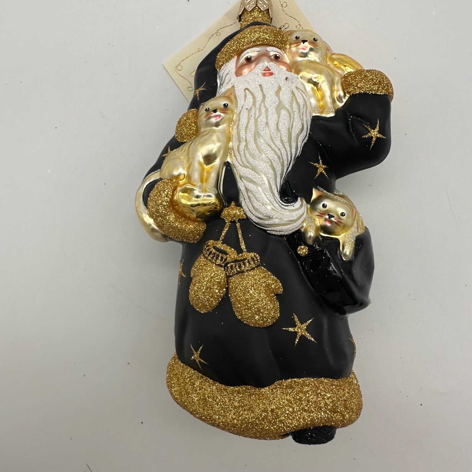 2000 Patricia Breen Stanzi's Kittens Santa Black 6.3" Ornament