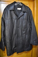 VTG Calvin Klein Genuine Leather Jacket Mens Size L Brown 3-button Lined Soft