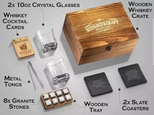Mixology & Craft Whiskey Bartender Home Drink Set 15 Piece Twisted Crystal Glass
