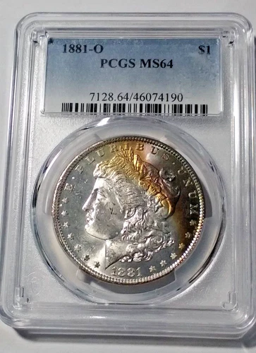 1881-O Morgan Silver Dollar PCGS MS 64 Color (789)