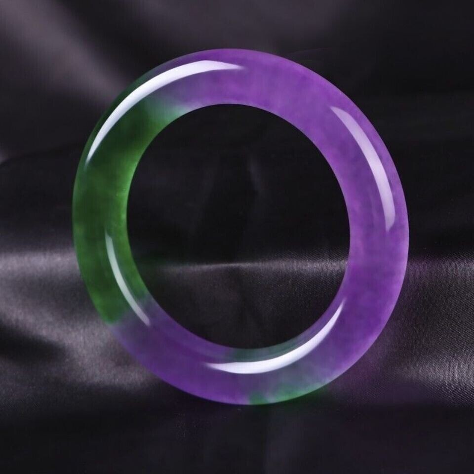 Certified Natural Ice Green purple Burmese Jade jadeite bracelet bangle 57-58mm