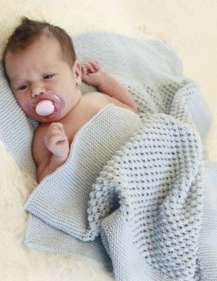 BABY/knitting pattern for baby blanket 60 x 80 cm 4ply UK