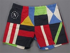 Rare Vintage NAUTICA N Logo Color Block Flags Swimming Trunks 90s Multicolor M