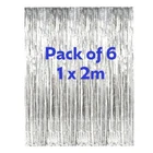 6x Silver Foil Fringe Tinsel Curtains Party Backdrop Metallic Door Decor 1x2m