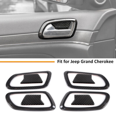 8x Carbon fiber Door Handle Bowl Cover Trims For Jeep Grand Cherokee Accessories