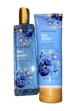 Bodycology Blue Denim Fragrance Body Mist  Shea Butter Body Cream Set 8 OZ
