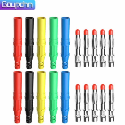 GOUPCHN 10pcs Safety 4mm Shrouded Banana Plug Copper Solder Type DIY Test Lead Connector