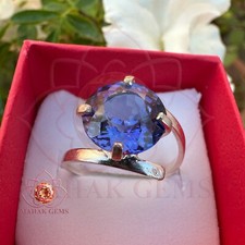 Certified 18.1 Ct Natural Blue Sapphire Gemstone Ring-Artisan Crafted 925 Silver