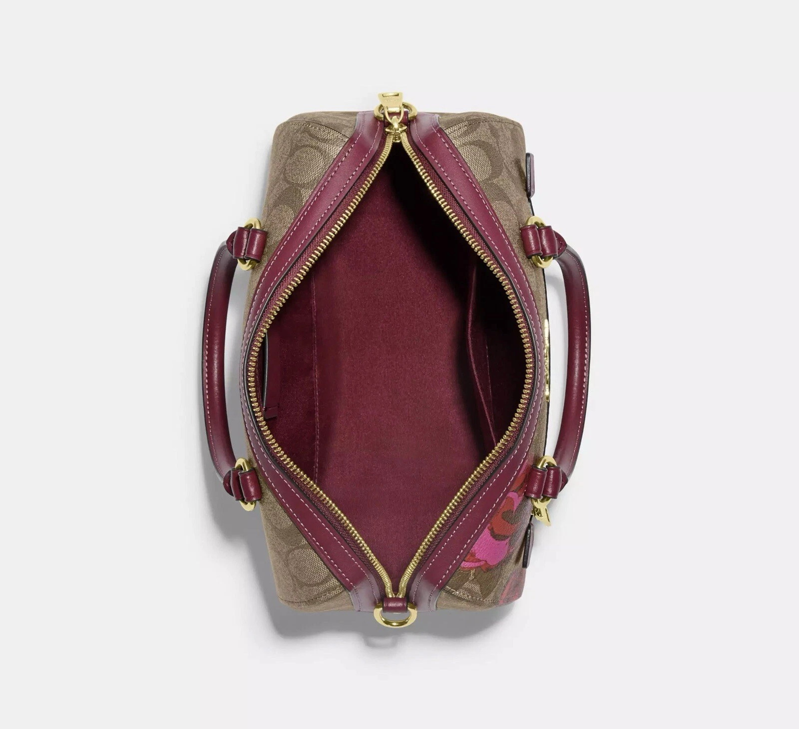 Borsa a tracolla Coach Rowan nuova con etichette in pelle tela firmata con jumbo floreale kaki