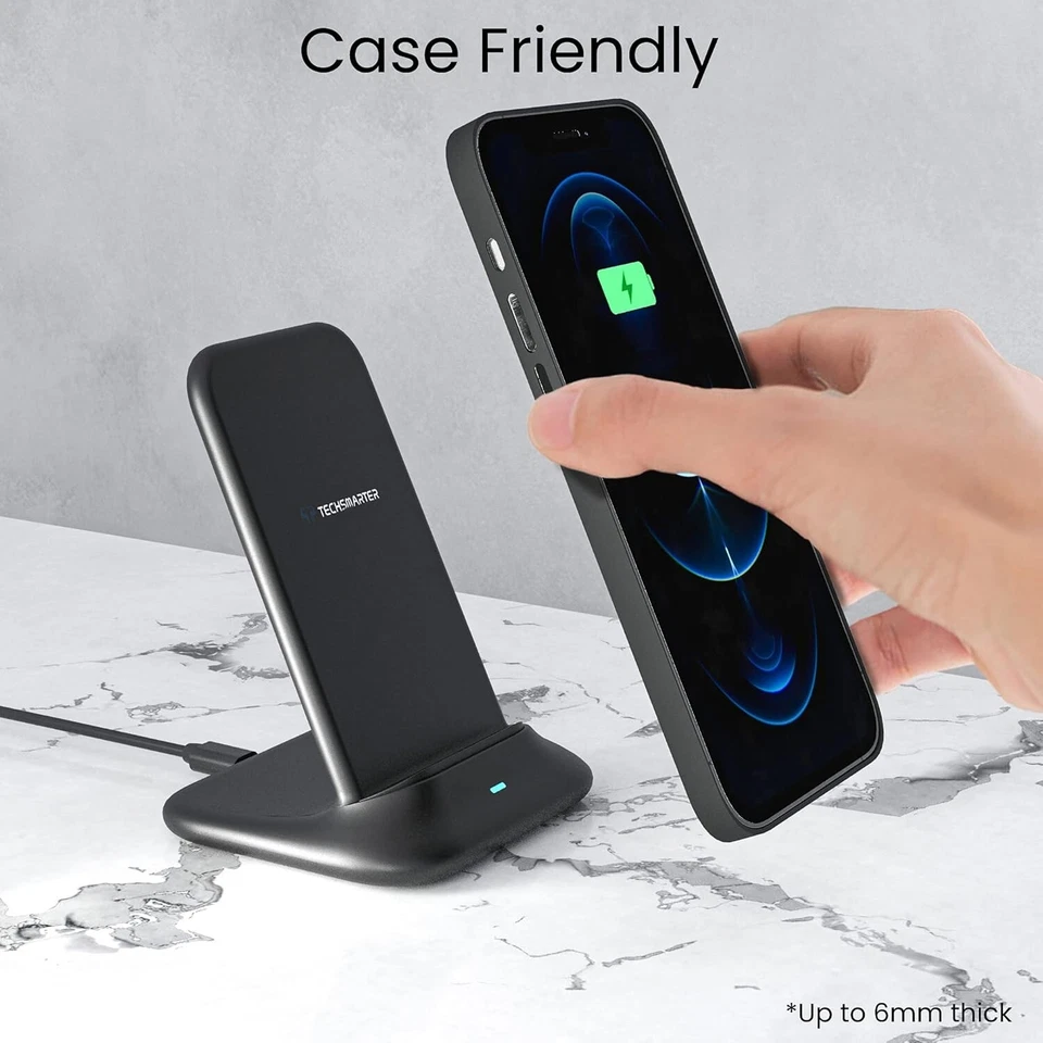 Techsmarter Wireless Charger Stand Dock iPhone Samsung Includes Wall Charger - Image 2 of 4