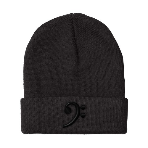 Beanies for Men Black Bass Clef 