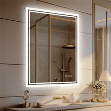 Rectangular Backlit LED Bathroom Mirror Wall Mount Anti-fog Bathroom LED Mirror