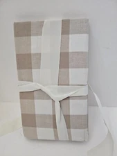 Southern Living Gingham Cotton Linen Euro Pillow Sham Tan Plaid New