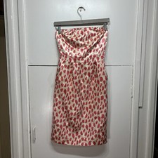 LK Bennett Syris Strapless Dress Pink Cream Mini Pockets UK 8 US 4 NWT RRP €185