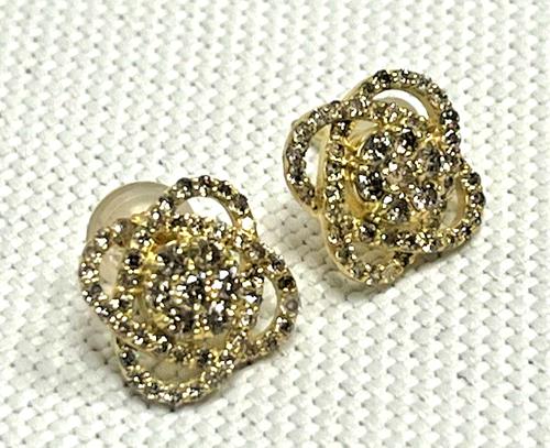 Funkelnde echte massive 18K Gelbgold natürliche Diamant Ohrstecker Blume Ohrringe 0,50 ctw - Bild 9 von 19
