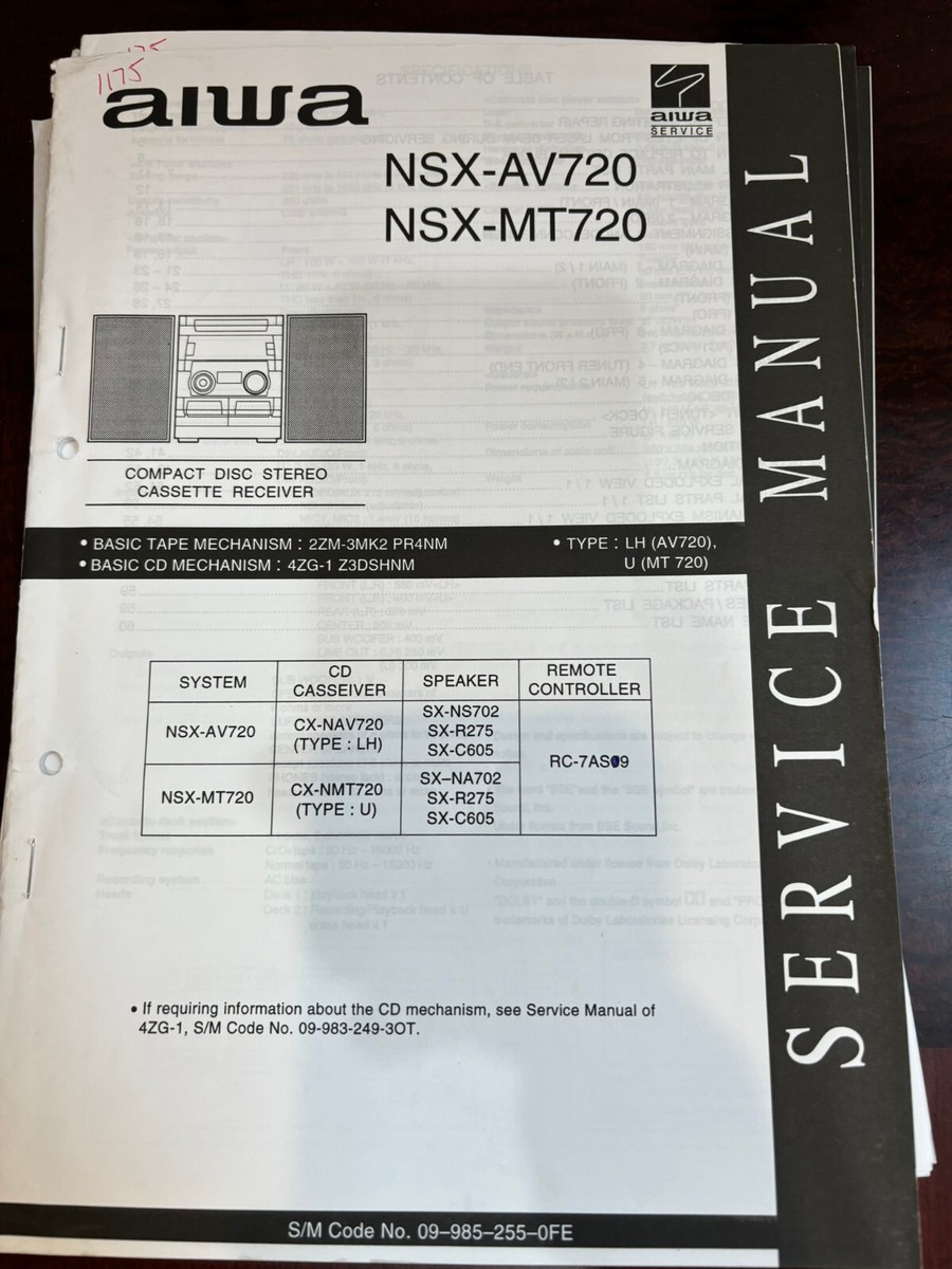 AIWA NSX-AV720 NSX-MT720 CX-NAV720 CX-NMT720 Repair Service Manual