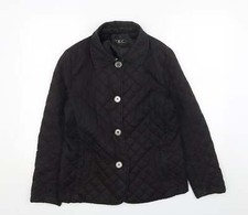 Y.b.c Womens Black Quilted Jacket Size M Zip