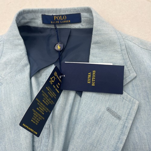 Polo Ralph Lauren Chambray Jacke Sport Mantel Blazer Hellblau Herren 42 S Neu mit Etikett - Bild 8 von 19