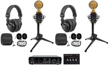 Rockville R-TRACK 2x2 2-Person Podcast Kit w/ RCM02 Microphone Stand Headphones