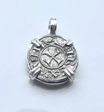 Silver Crusader Coin Pendant - Genoa Republic AR Denaro Treasure (1139-1339)