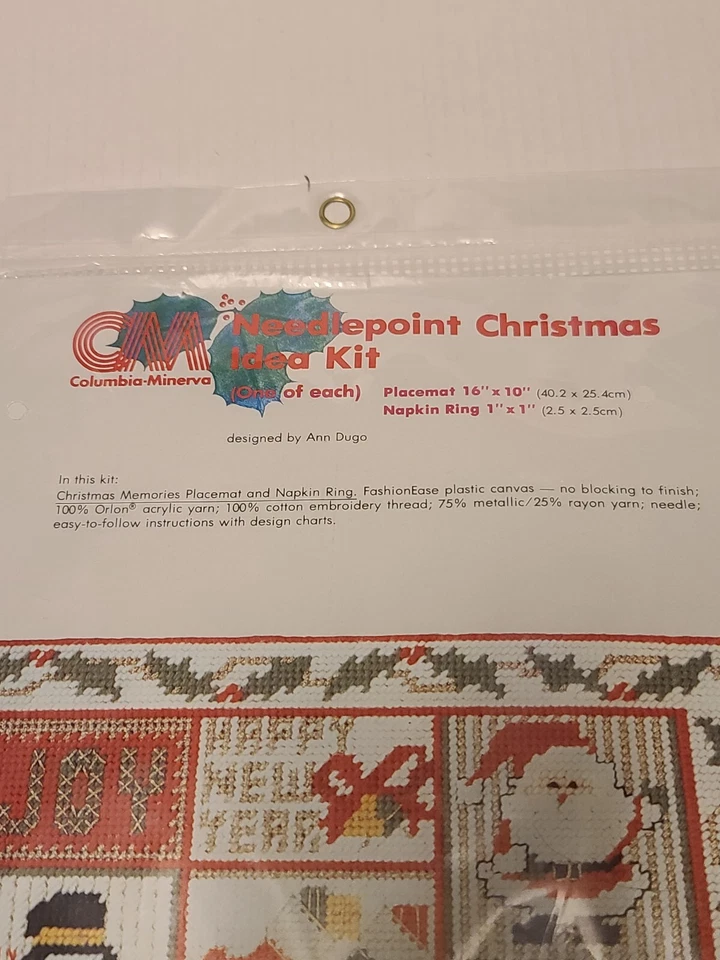 Columbia Minerva Kit de Navidad Punto de Aguja Mantel individual y Servilleta Anillo Foto 2 de 3