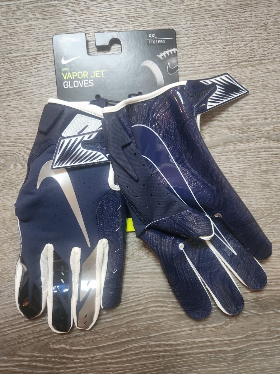 Nike Vapor Jet Football Gloves Men's 2XL College Navy/Chrome