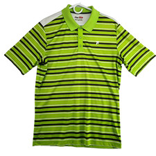 Fila Sport Golf Men's Size M Green Stripe Stretch Short Sleeve Polo Shirt