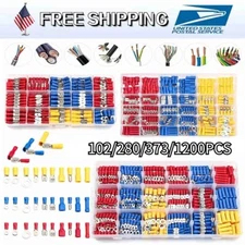 1200/102pcs Assorted Vinyl Insulated Electrical Wire Terminal Crimp Connector