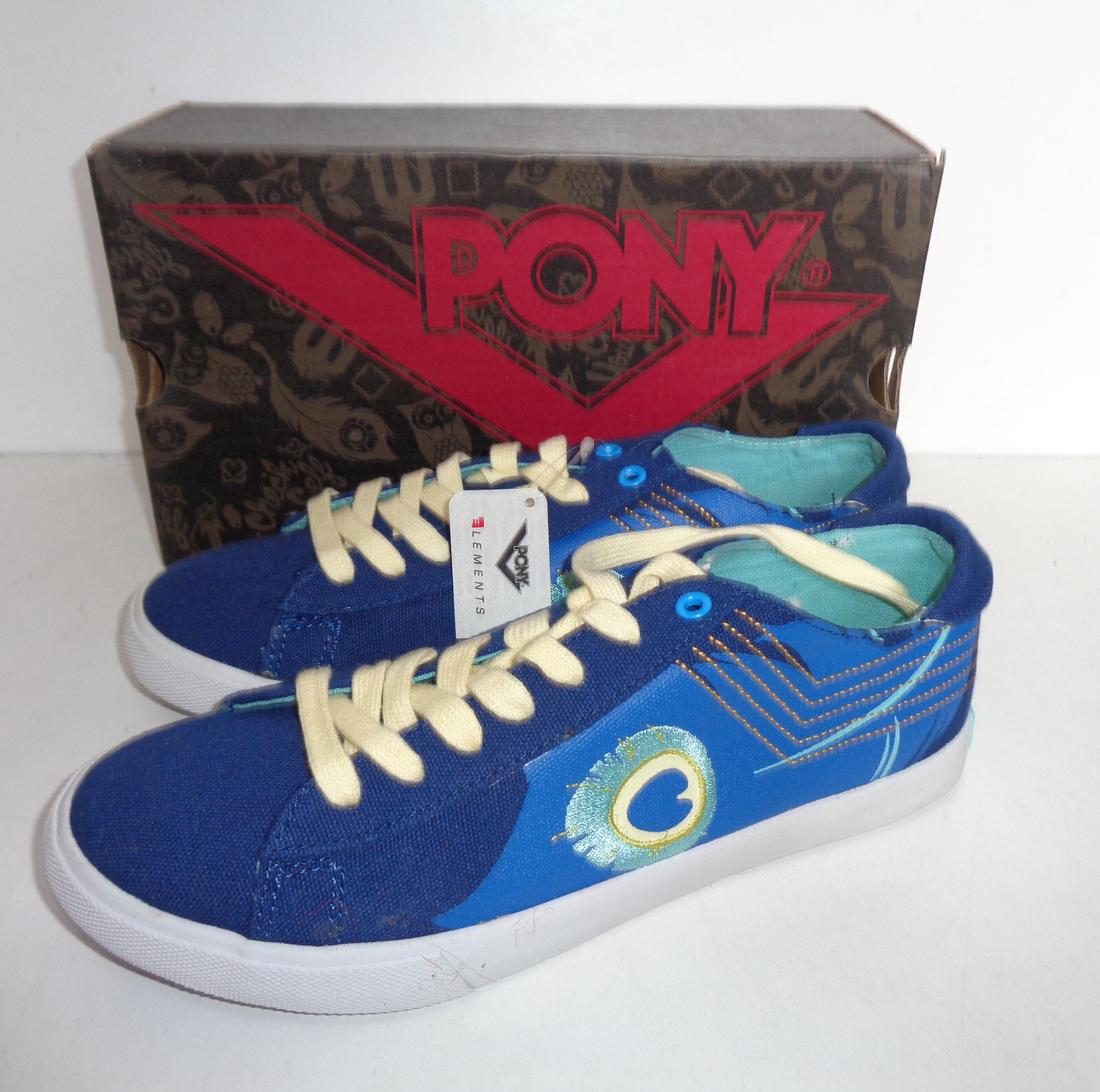 Scarpe da ginnastica donna Pony nuove donna blu scarpe casual décolleté prezzo consigliato £ 40 Regno Unito taglia 7