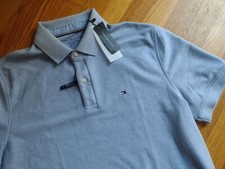 NWT 60 MSRP, TOMMY HILFIGER Signature Flag Mesh Knit POLO Shirt, Blue L