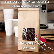 1 LB INDONESIA SUMATRA MANDHELING SAMPLE ROASTED COFFEE WHOLE BEAN, GROUND 