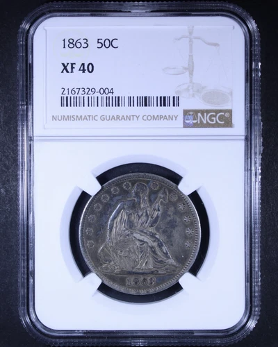 1863 Seated Liberty Half Dollar - 50c NGC XF40 - Tough Coin!