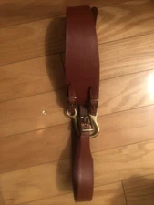 RALPH LAUREN Wide Wellington Turnback Brass Ring  Brown Calfskin Leather  Belt