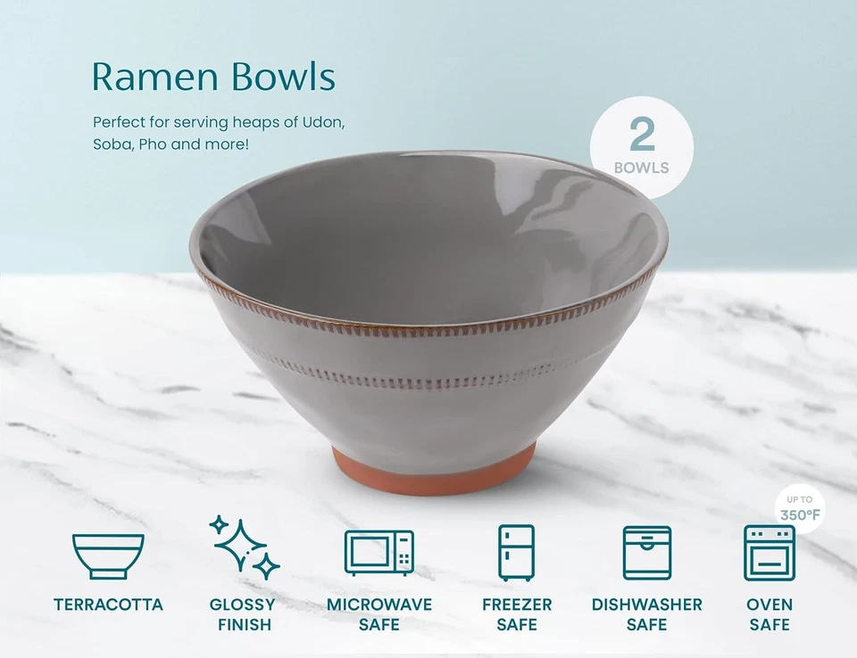 Cuencos de ramen japoneses, aptos para microondas, aptos para lavavajillas, terracota, para arroz, Udon Foto 4 de 4