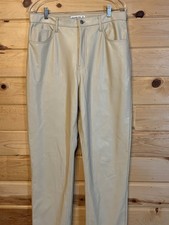 ABERCROMBIE  FITCH Vegan Leather 90s Straight Ultra High Rise Pants 32/15 Beige