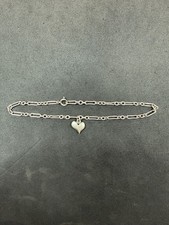 4.7g VTG Sterling Silver Heart Charm Chain Anklet Bracelet 9.25” Jewelry lot T