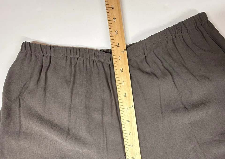 Pantalones de pierna ancha 100 % seda Eileen Fisher para mujer talla XL marrón Foto 4 de 4