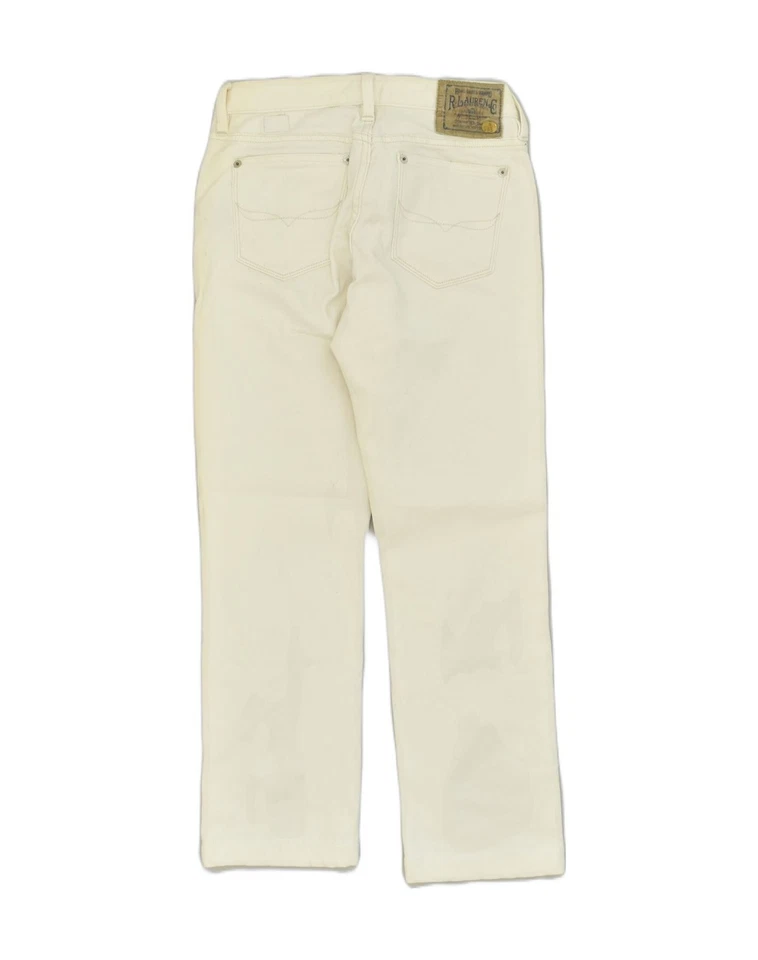 Pantalones de mezclilla rectos de cintura baja Ralph Lauren para mujer W30 L26 algodón blanco roto AB51 Foto 2 de 4
