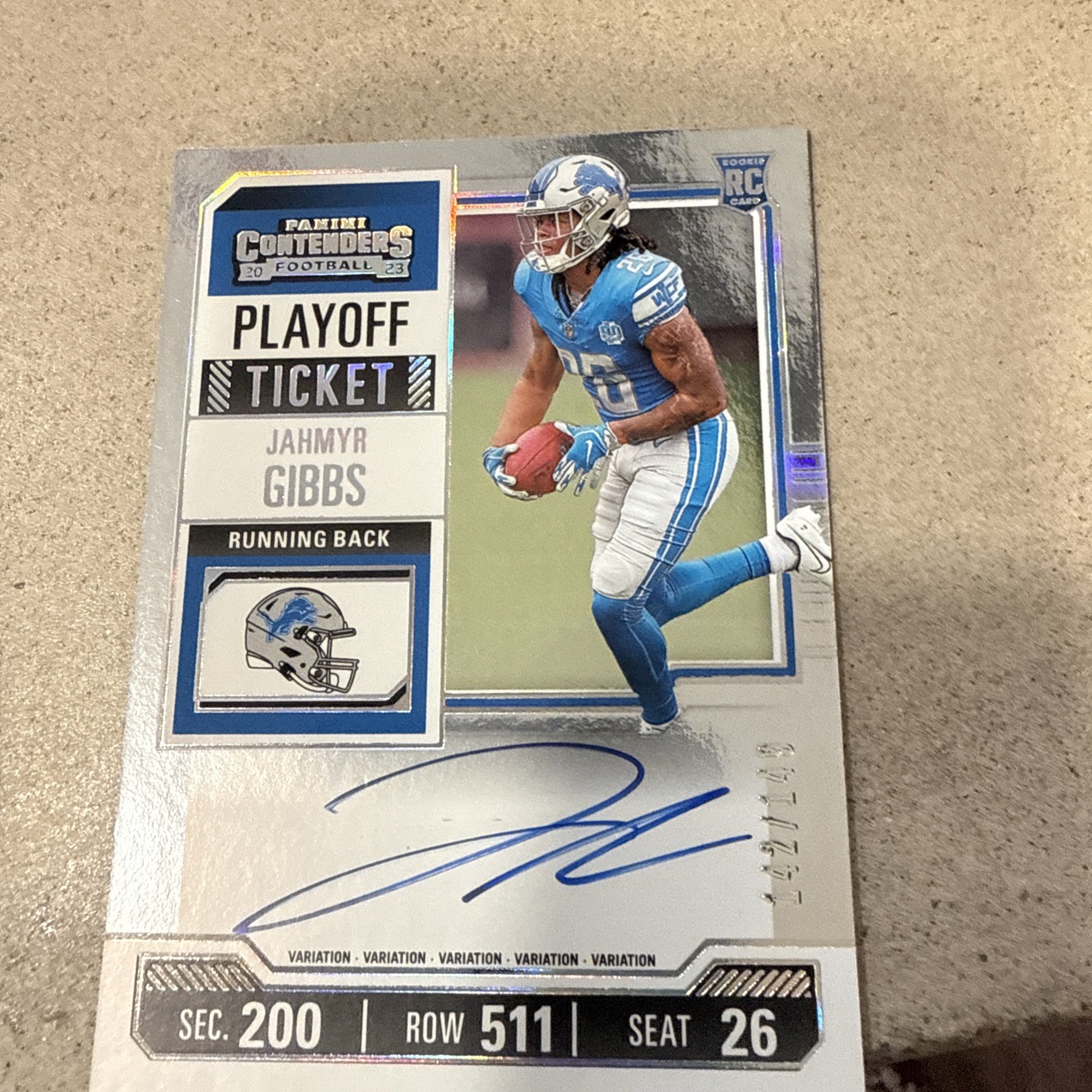 2023 Panini Contenders Playoff Ticket Auto #112 Jahmyr Gibbs Auto  142/149 