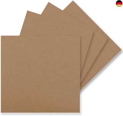 50 Einzel-Karten Quadratisch - 15 x 15 cm in Sandbraun (Kraftpapier) - 240 g/m²