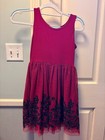 Knitworks Red/Black Dress With Sparkling Flower Pattern and Tulle Skirt Size 12 — photo 1